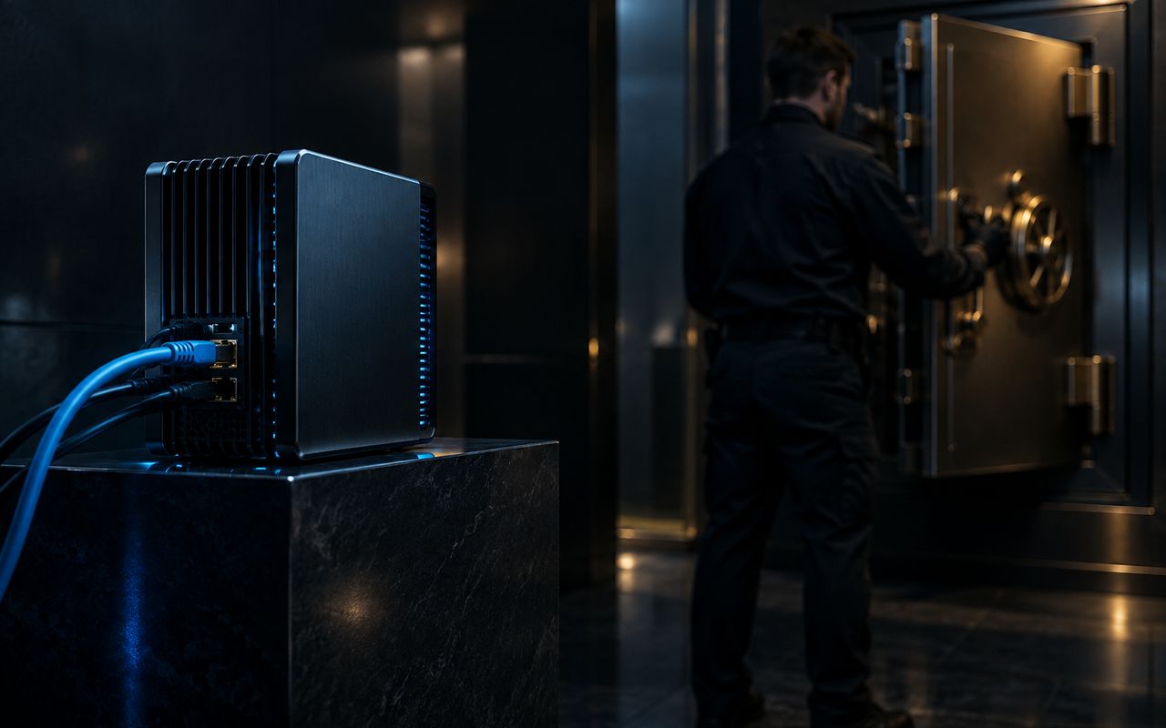 Active Solana validator contrasts with protected offline Bitcoin custody