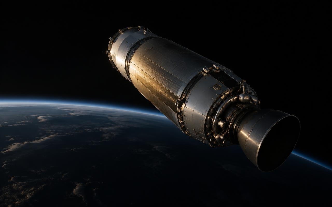 Orbital spacecraft stage above the curvature of Earth