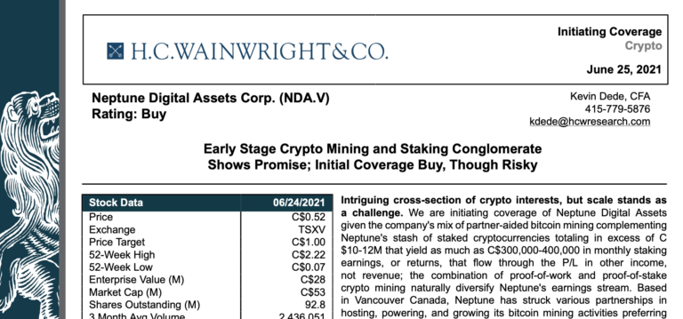 H.C. Wainwright & Co. Analyst Report on Neptune Digital Assets
